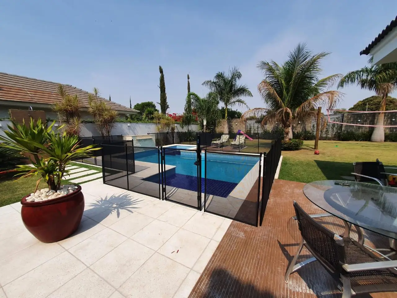Cerca de proteção removível para piscina Preta